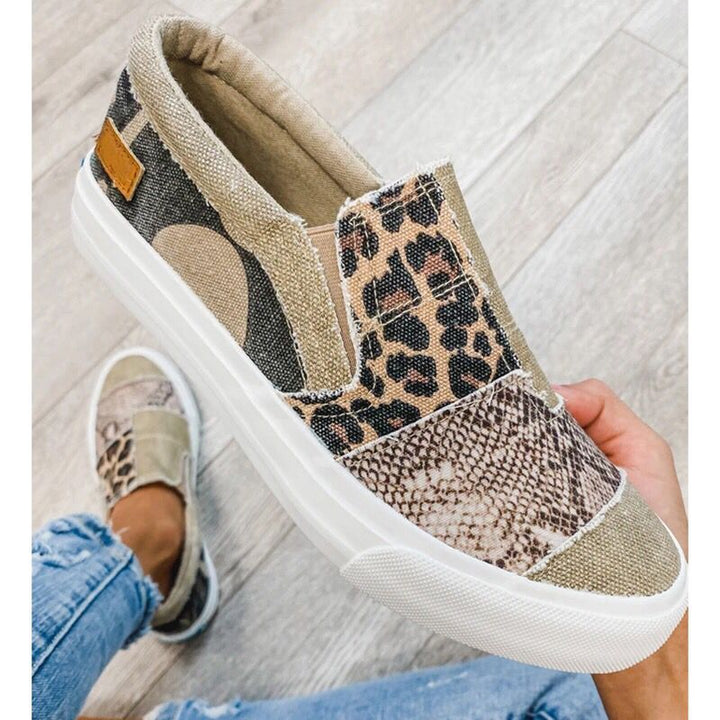 Damen modische Slip-On Sneakers mit unterschiedlichen Tiermustern Echo Archiv