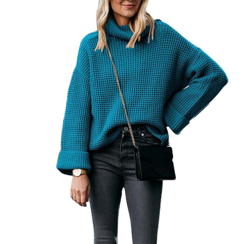 Damen nan grobstrick Rollkragenpullover mit weitem Oversize-Schnitt und Umschlagärmeln Echo Archiv