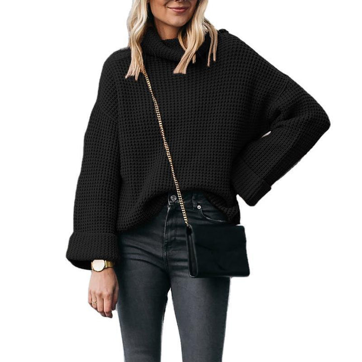 Damen nan grobstrick Rollkragenpullover mit weitem Oversize-Schnitt und Umschlagärmeln Echo Archiv