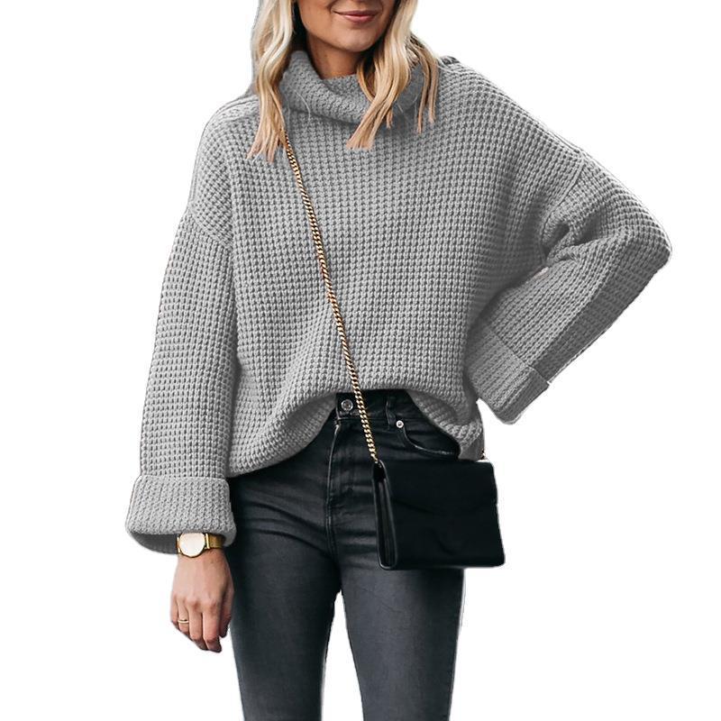 Damen nan grobstrick Rollkragenpullover mit weitem Oversize-Schnitt und Umschlagärmeln Echo Archiv