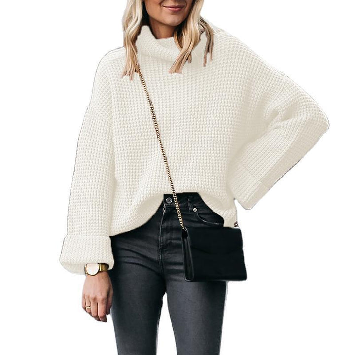 Damen nan grobstrick Rollkragenpullover mit weitem Oversize-Schnitt und Umschlagärmeln Echo Archiv
