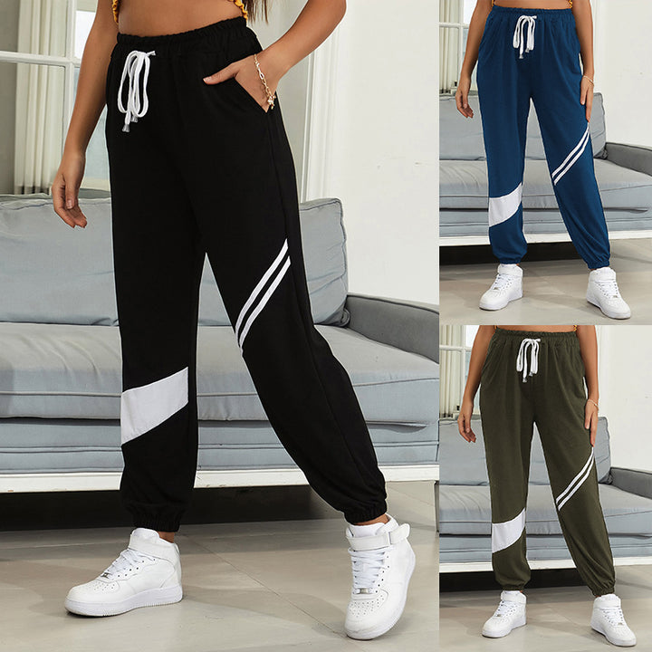 Damen Sportliche Jogginghose mit elastischem Bund und Kontraststreifen Echoarchiv