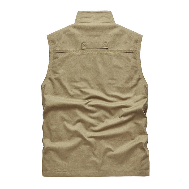 Herren Ärmellose leichte Canvas-Utility-Weste mit atmungsaktivem Mesh-Futter, windabweisender Front und mehreren Reißverschlusstaschen Echoarchiv