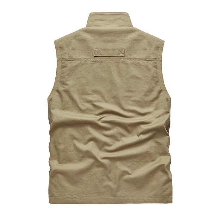 Herren Ärmellose leichte Canvas-Utility-Weste mit atmungsaktivem Mesh-Futter, windabweisender Front und mehreren Reißverschlusstaschen Echoarchiv
