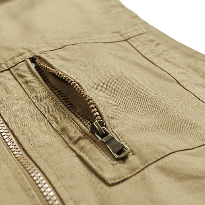 Herren Ärmellose leichte Canvas-Utility-Weste mit atmungsaktivem Mesh-Futter, windabweisender Front und mehreren Reißverschlusstaschen Echoarchiv
