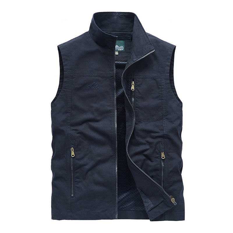 Herren Leichte Outdoor-Utility-Weste mit Mesh‑Futter, Reißverschlusstaschen und Stehkragen – Marzano