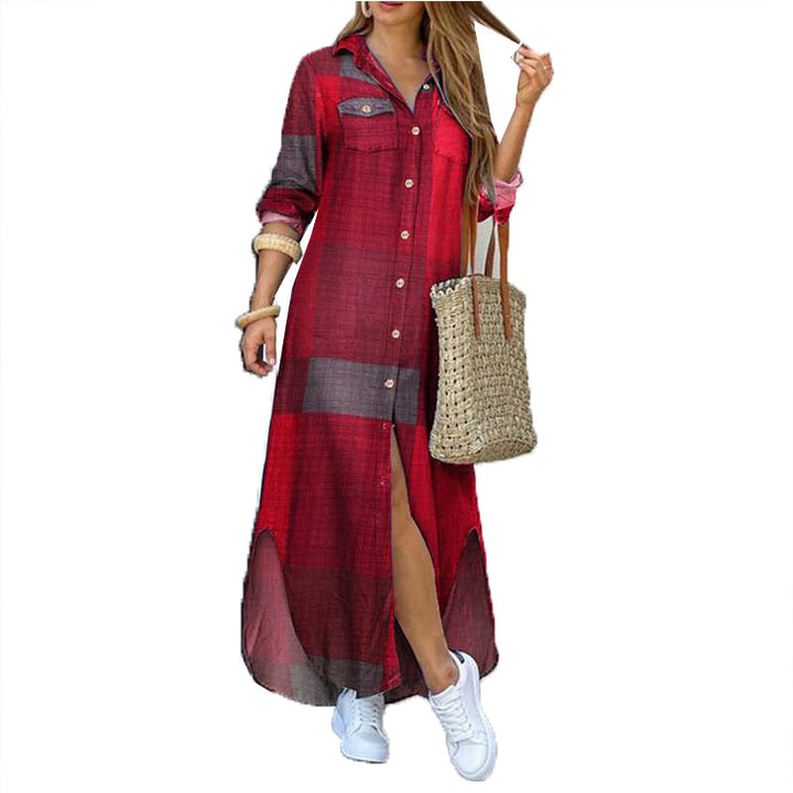 Damen nan langes Hemdkleid mit floralem Muster und seitlichem Schlitz Echo Archiv