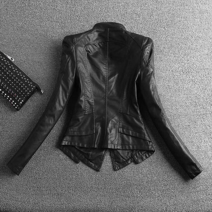 Echoarchiv | Damen Slim Fit PU-Lederjacke mit Reißverschlussnähten