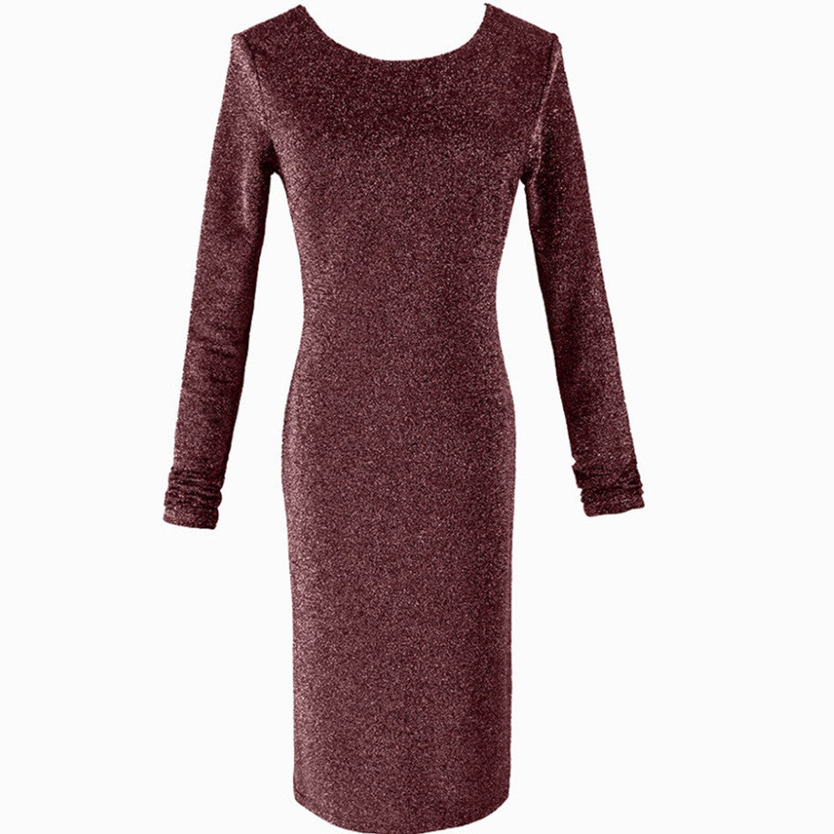Damen Figurbetontes Samt‑Minikleid mit Stretch, Rundhalsausschnitt & taillierter Silhouette Echoarchiv
