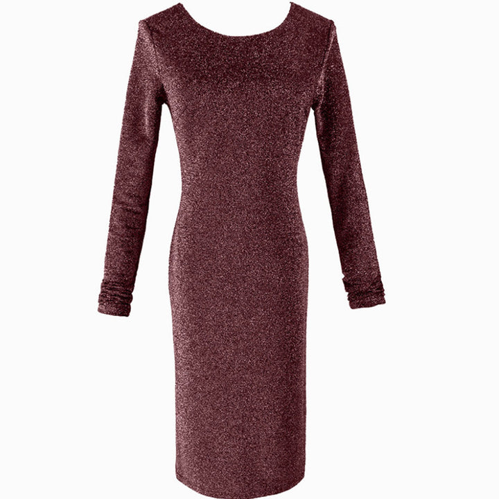 Damen Figurbetontes Samt‑Minikleid mit Stretch, Rundhalsausschnitt & taillierter Silhouette Echoarchiv