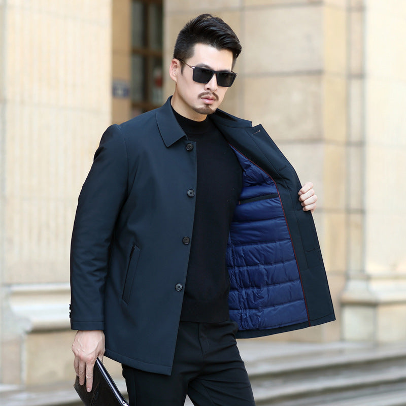 Herren eleganter urbaner Kurzmantel mit Hemdkragen und leichter Isolierung Echoarchiv