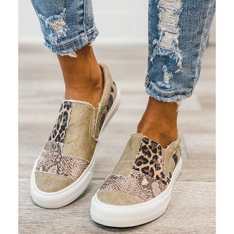 Damen modische Slip-On Sneakers mit unterschiedlichen Tiermustern Echo Archiv