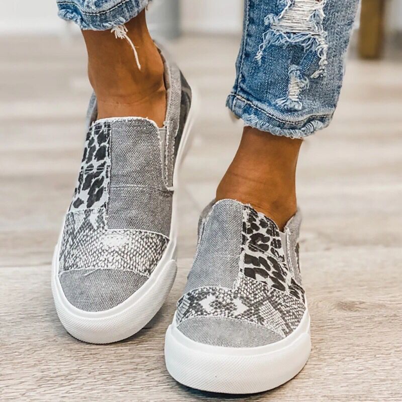 Damen modische Slip-On Sneakers mit unterschiedlichen Tiermustern Echo Archiv