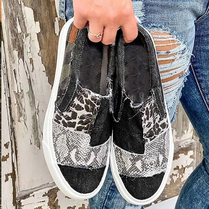 Damen modische Slip-On Sneakers mit unterschiedlichen Tiermustern Echo Archiv