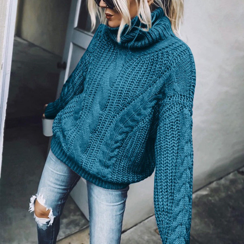 Damen nan Oversized Strickpullover mit grobem Zopfmuster und Rollkragen Echo Archiv