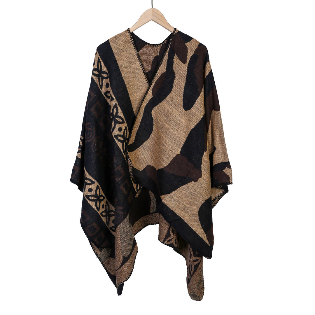 Damen Jacquard‑Strickruana im Oversize‑Fall mit grafischer Musterung Echo Archiv