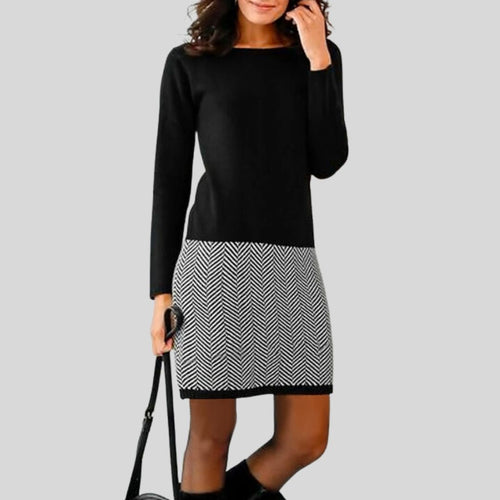 Schickes Kleid mit Hahnentritt-Saum