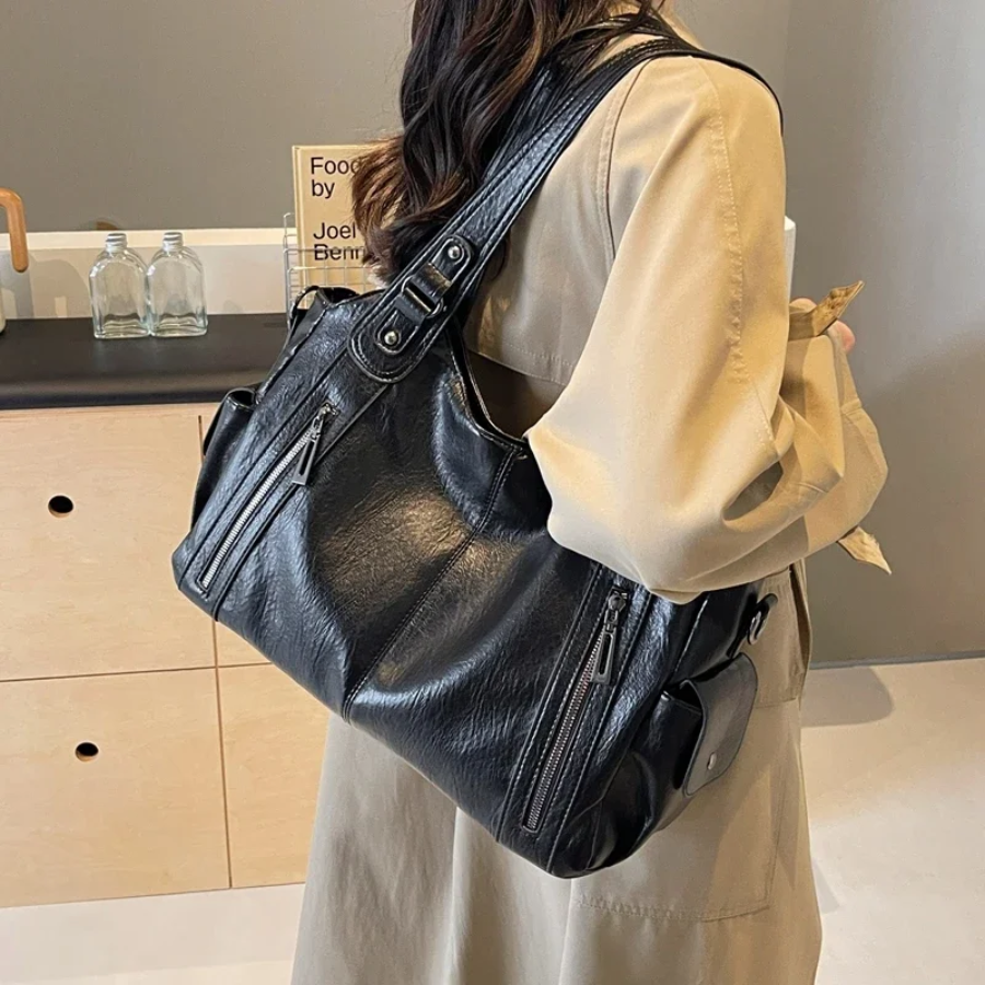 Stilvolle Lederhandtasche Mit Reißverschluss – Avelisse