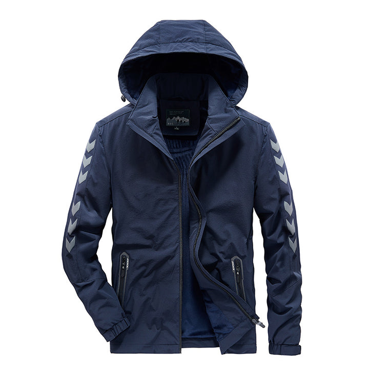 Herren wasserabweisende Softshelljacke mit Kapuze, reflektierenden Chevron-Streifen und Reißverschlusstaschen Echo Archiv