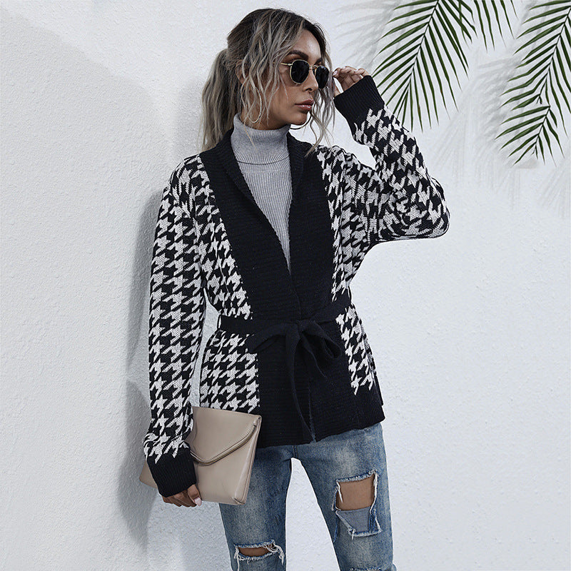 Damen Modischer Cardigan mit Bicolor-Hahnentritt Echo Archiv