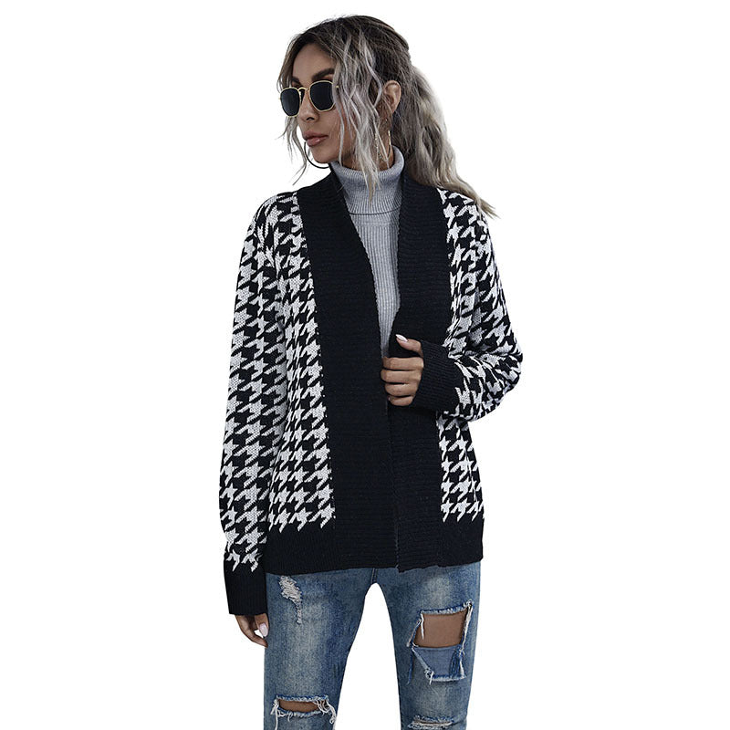 Damen Modischer Cardigan mit Bicolor-Hahnentritt Echo Archiv