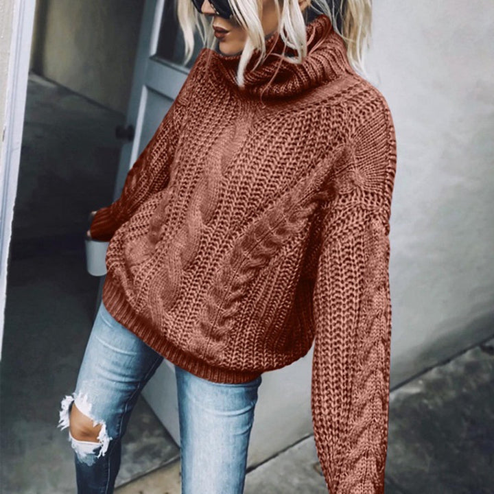 Damen nan Oversized Strickpullover mit grobem Zopfmuster und Rollkragen Echo Archiv