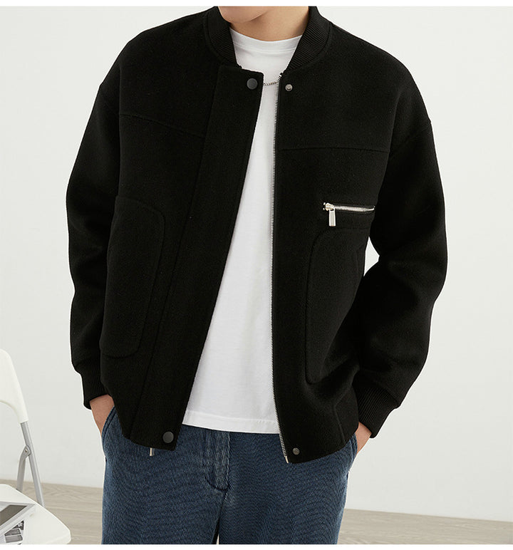 Herren Kurzjacke im Blouson-Stil aus Wollmix mit Rippkragen, Reißverschluss und Brusttasche Echoarchiv