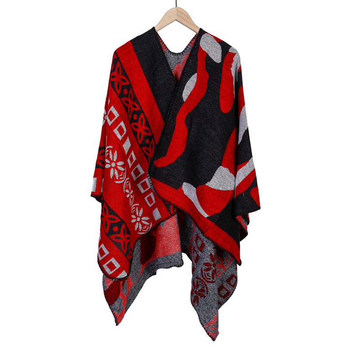 Damen Jacquard‑Strickruana im Oversize‑Fall mit grafischer Musterung Echo Archiv