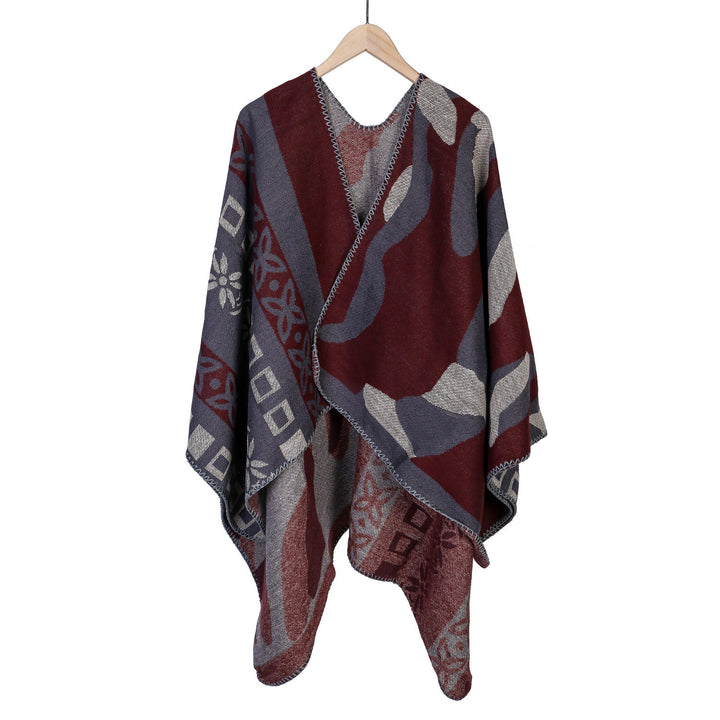 Damen Jacquard‑Strickruana im Oversize‑Fall mit grafischer Musterung Echo Archiv