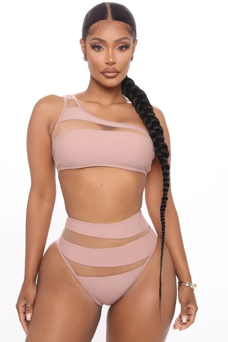 Damen Hochgeschnittener Bikini mit transparenten Einsätzen Echo Archiv