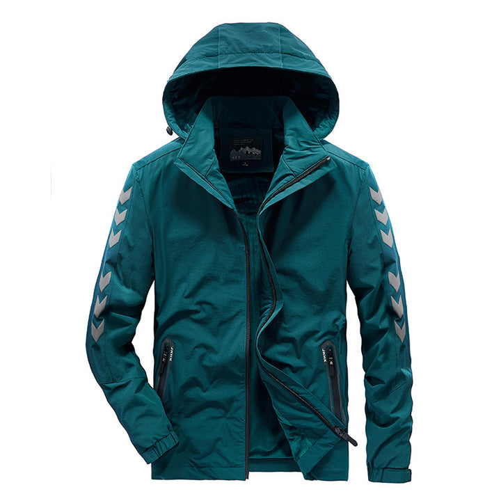 Herren wasserabweisende Softshelljacke mit Kapuze, reflektierenden Chevron-Streifen und Reißverschlusstaschen Echo Archiv
