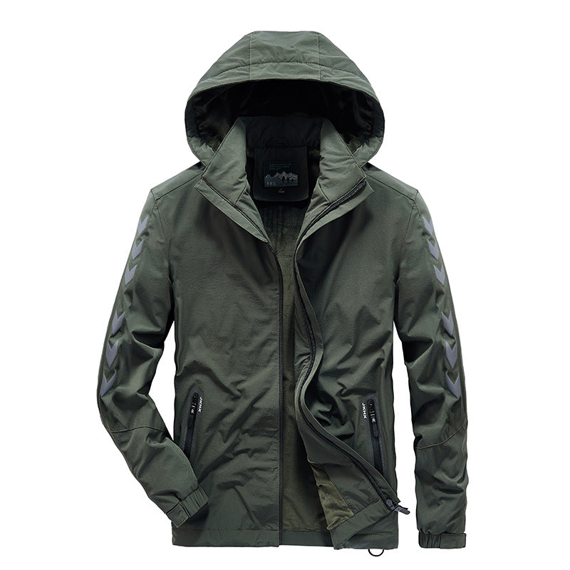 Herren wasserabweisende Softshelljacke mit Kapuze, reflektierenden Chevron-Streifen und Reißverschlusstaschen Echo Archiv