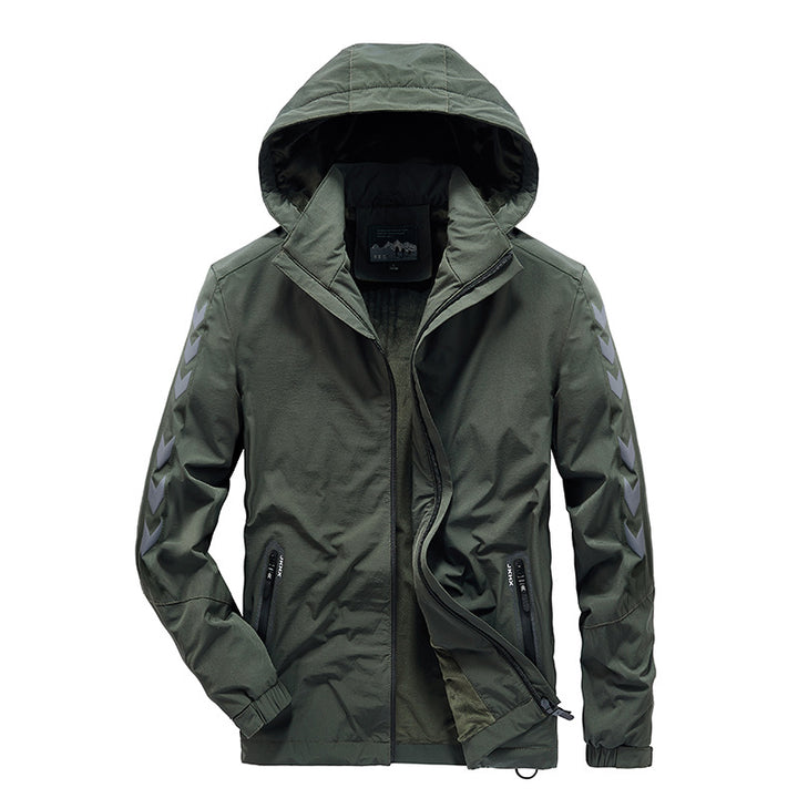 Herren wasserabweisende Softshelljacke mit Kapuze, reflektierenden Chevron-Streifen und Reißverschlusstaschen Echo Archiv
