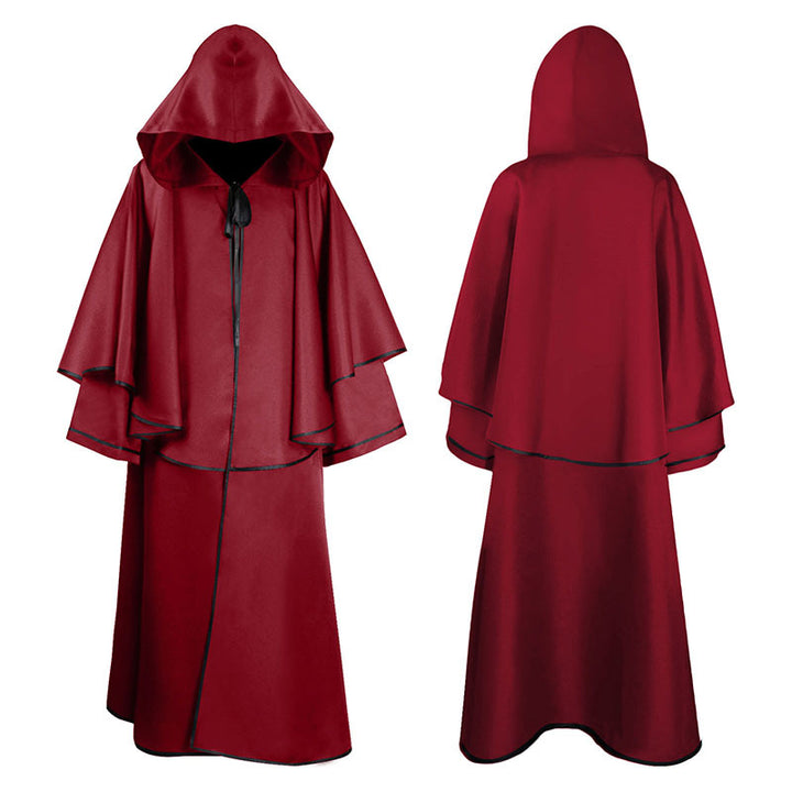 Unisex mehrschichtiger Kapuzenumhang mit weitem Fall und Satinbandverschluss – Montevé