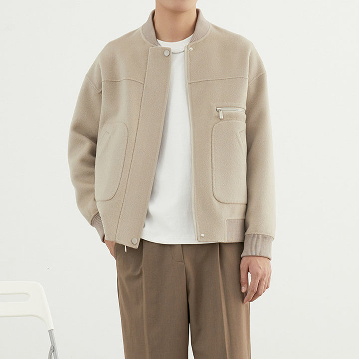 Herren Kurzjacke im Blouson-Stil aus Wollmix mit Rippkragen, Reißverschluss und Brusttasche Echoarchiv