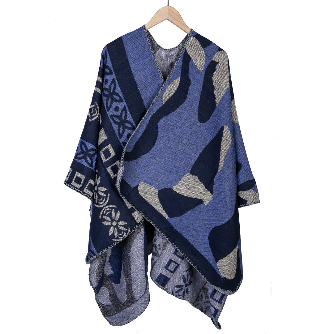 Damen Jacquard‑Strickruana im Oversize‑Fall mit grafischer Musterung Echo Archiv