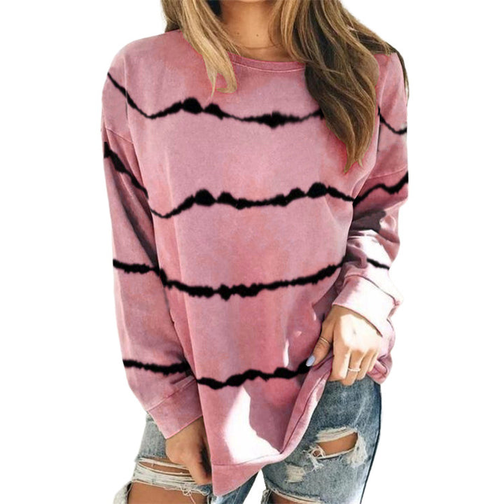 Damen Oversize Langarmshirt im Batik‑Look mit Rundhalsausschnitt und lockerer Passform – Avérine