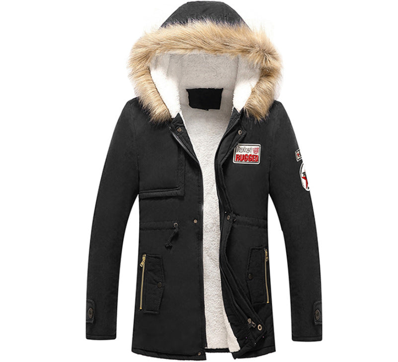 Herren modische Winterjacke mit Kunstfellkragen und praktischen Taschen Echoarchiv