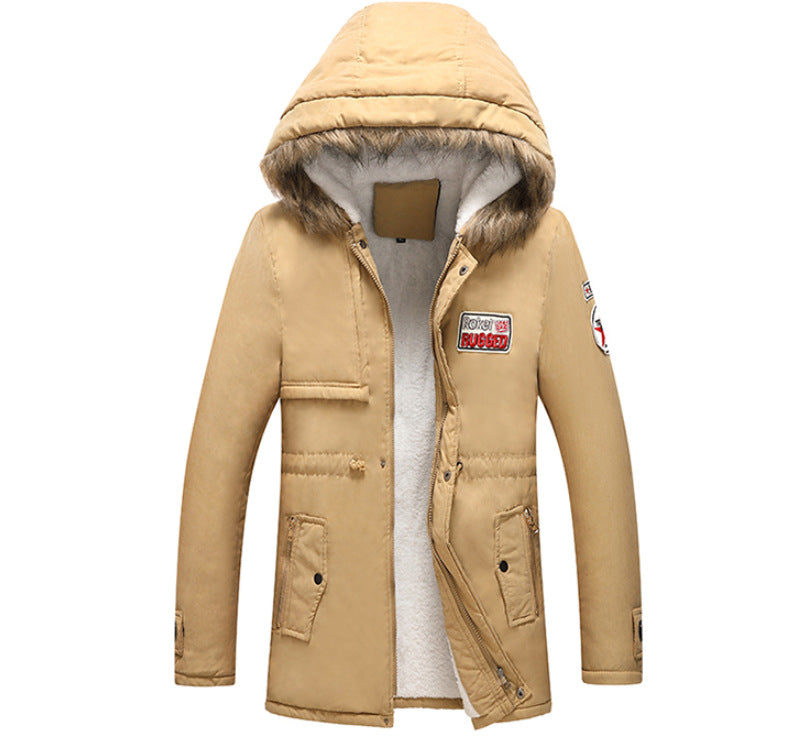 Herren modische Winterjacke mit Kunstfellkragen und praktischen Taschen Echoarchiv