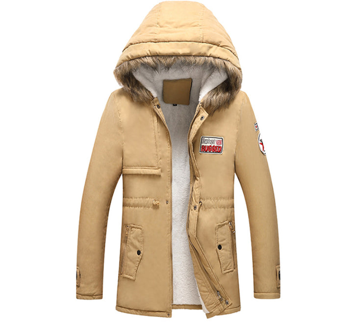Herren modische Winterjacke mit Kunstfellkragen und praktischen Taschen Echoarchiv