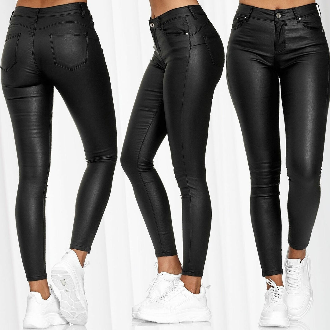 Damen nan highwaist vegane Lederleggings mit hoher Elastizität und Five-Pocket-Optik Echo Archiv