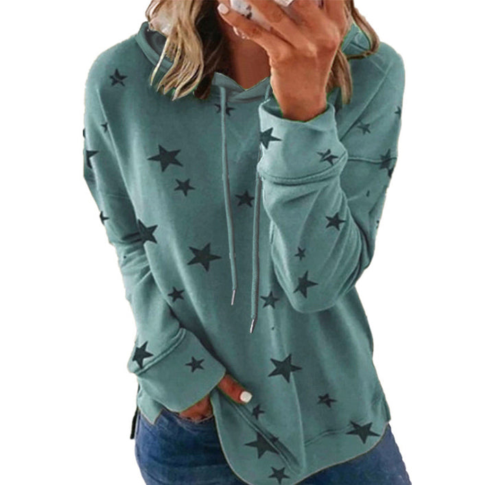 Damen Oversize-Kapuzenpullover aus weichem Baumwollmix mit Sternenprint Echoarchiv