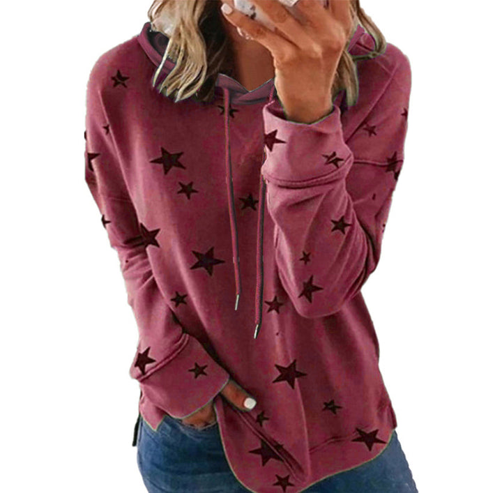 Damen Oversize-Kapuzenpullover aus weichem Baumwollmix mit Sternenprint Echoarchiv
