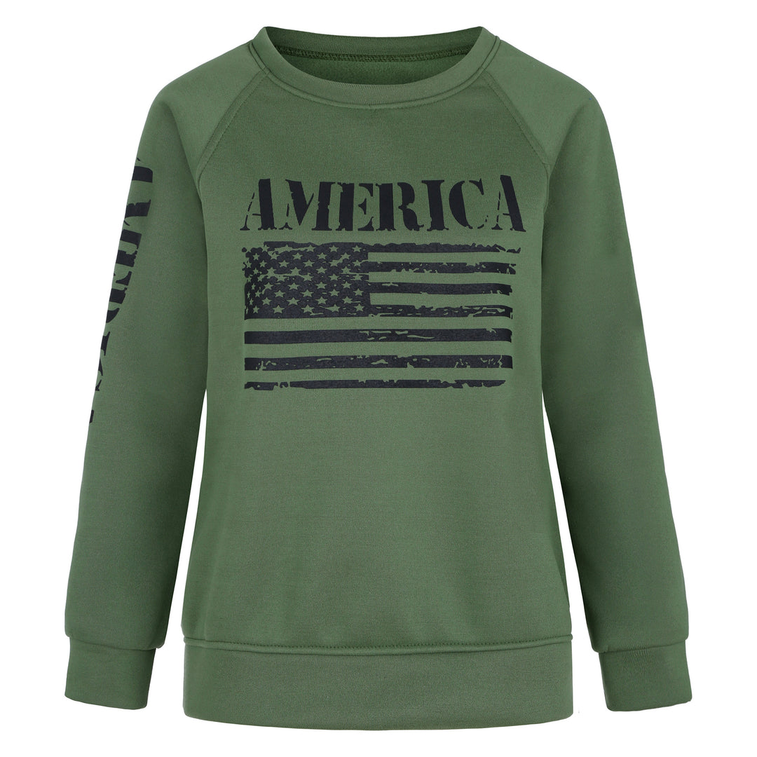 Damen Sweatshirt mit Raglanärmeln und Vintage‑Flaggenprint – Avérine