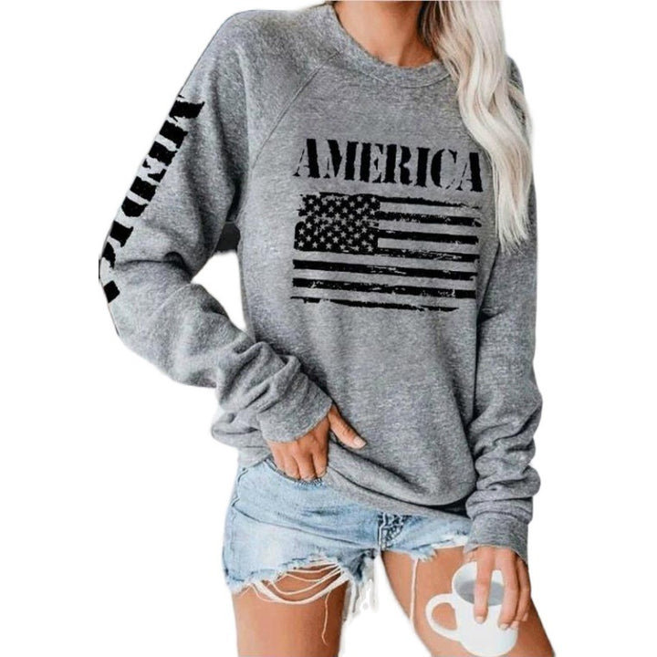 Damen Sweatshirt mit Raglanärmeln und Vintage‑Flaggenprint – Avérine