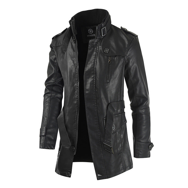 Herren modische und strapazierfähige Lederjacke mit hohem Kragen Echoarchiv