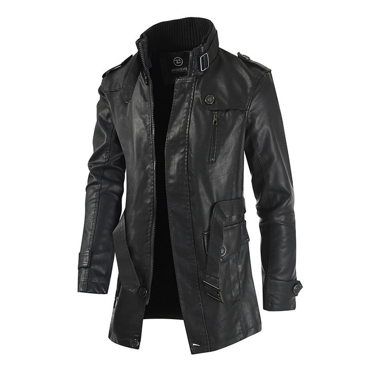 Herren modische und strapazierfähige Lederjacke mit hohem Kragen Echoarchiv