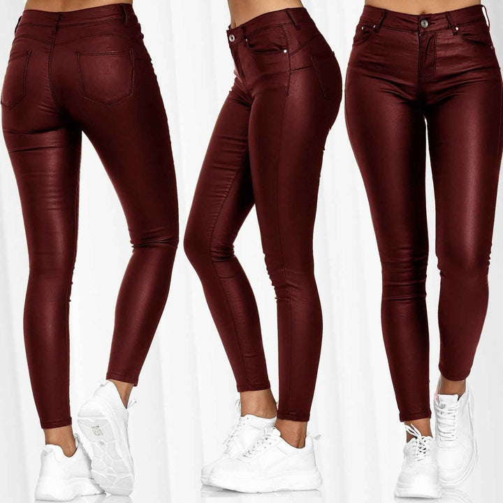 Damen nan highwaist vegane Lederleggings mit hoher Elastizität und Five-Pocket-Optik Echo Archiv