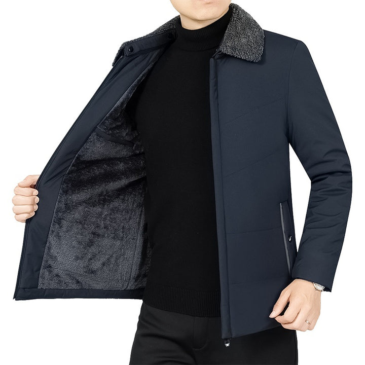 Herren Wattierte Winterjacke mit weichem Plüschfutter, Stehkragen und schmaler Steppung – Marzano