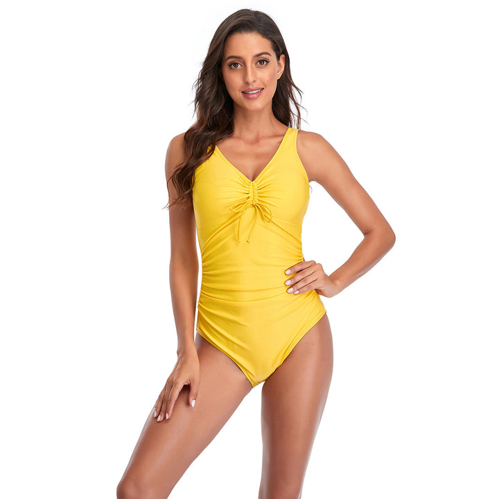 Damen einteiliger Badeanzug mit eleganter Raffung und floralem Design Echo Archiv